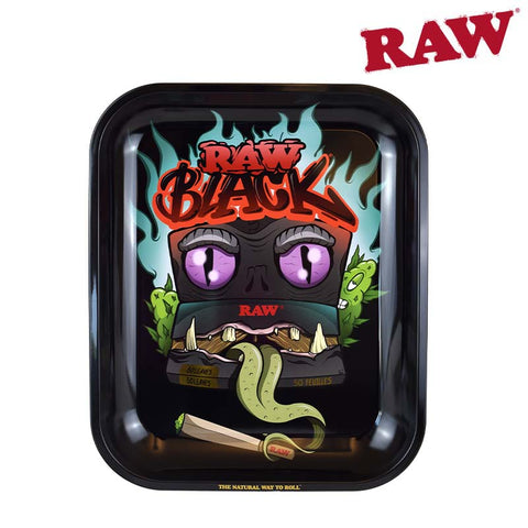 RAW ROLLING TRAY TIN BLACK MONSTER LARGE - Tha Bong Shop 