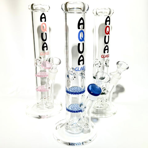 AQUA Glass Double honeycomb Bong - Tha Bong Shop 