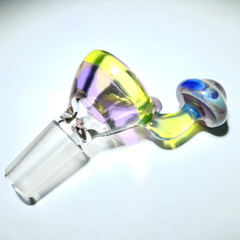 Uplifted Glass 14mm UV Reactive Citrene Bowl With Purple Shroom Handle - Tha Bong Shop 