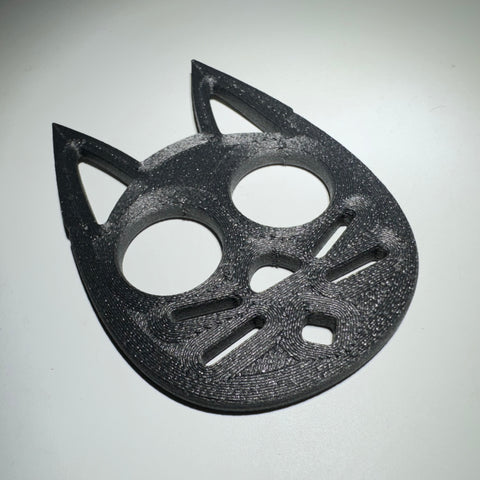 3D Printed  Carbon Fibre Nylon Kitty Keychain With Finger Holes - Tha Bong Shop 