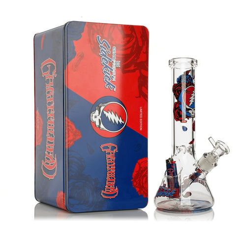 GEAR PREMIUM® GRATEFUL DEAD 12" 7mm Thick Steal Your Face Sidekick Water Pipe (Limited Edition of 420) - Tha Bong Shop 