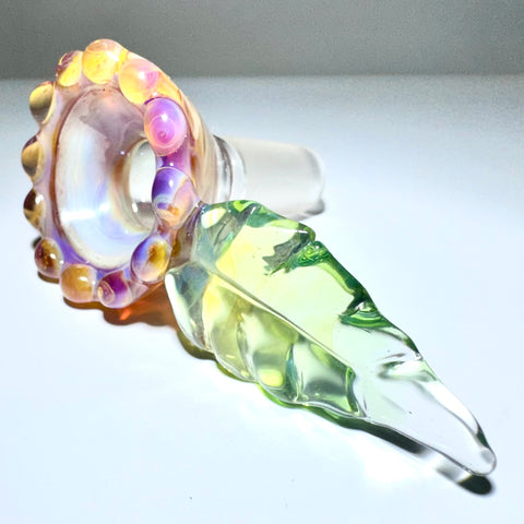 Uplifted Glass 14mm Amber Purple Honeycomb Bowl With Leaf Handle - Tha Bong Shop 