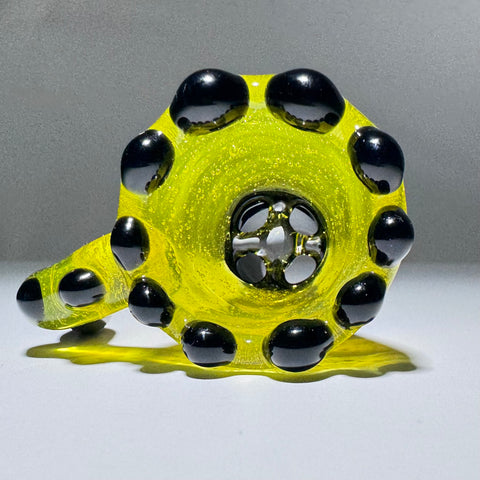 Uplifted Glass 18mm Black N Yellow 4 Hole Built In Screen Bowl - Tha Bong Shop 