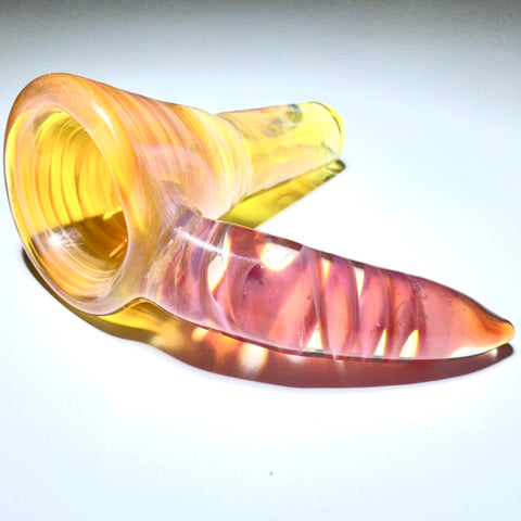 Uplifted Glass 14mm Handformed Joint Striking Colour Bowl  With Spiral Handle - Tha Bong Shop 