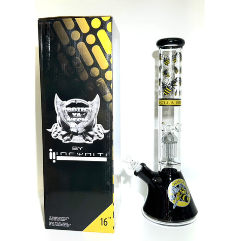 LIMITED EDITION 16.5” WU TANG CLAN KILLA BEES TREE PERC BEAKER BONG - Tha Bong Shop 