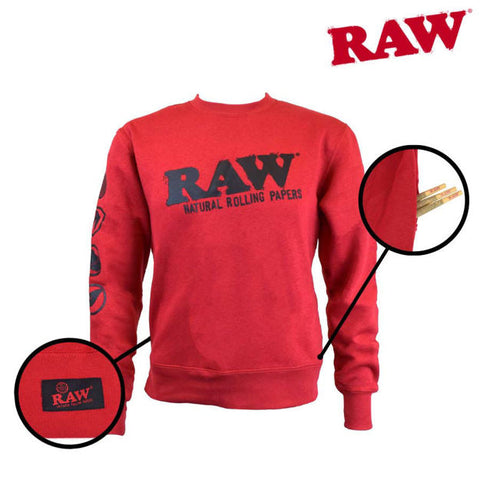 RPxRAW CREW NECK CORE RED SWEATSHIRT - Tha Bong Shop 