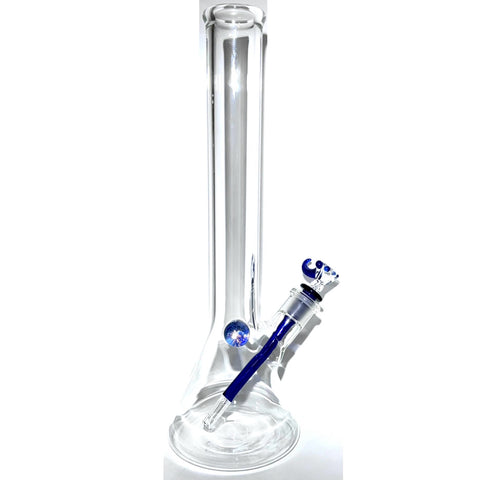 Gibson Glassworks 16” Uberthick Joint Blue Accent Beaker Bong With Dichroic Marble - Tha Bong Shop 