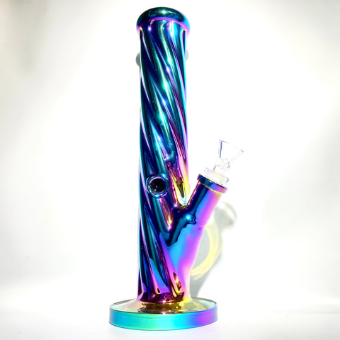 Iridescent Purple Twist Extra Heavy Duty 12” Straight Tube Bong